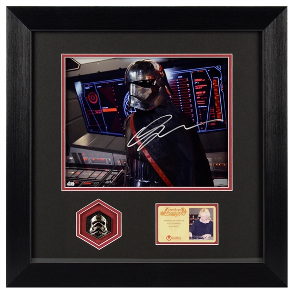 Gwendoline Christie Autographed Star Wars: The Force Awakens Captain Phasma 8x10 Framed Photo with Limited Edition Phasma Pin