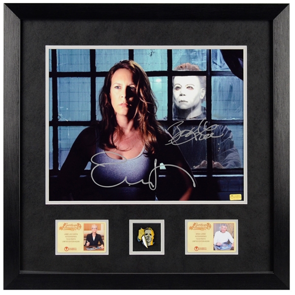 Jamie Lee Curtis, Brad Loree Autographed Halloween Resurrection 11x14 Framed Photo with Limited Edition Collectors Pin