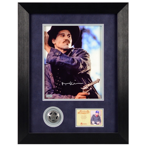 Val Kilmer Autographed Tombstone Doc Holliday 8x10 Framed Photo with Limited Edition Tombstone Collectors Pin