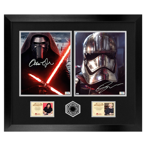 Adam Driver and Gwendoline Christie Autographed Star Wars The Force Awakens 8x10 Framed Photos