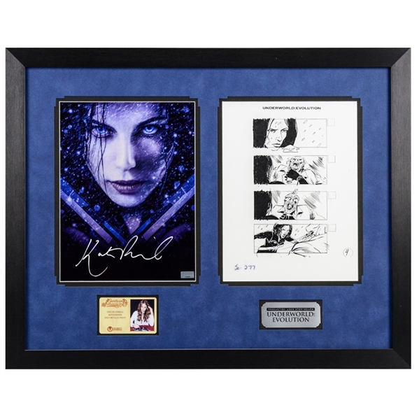 Kate Beckinsale Autographed 2006 Underworld Evolution 8.5x11 Metallic Photo and Production Used Storyboard Framed Set with Kate Beckinsale Signed Letter of Authenticity