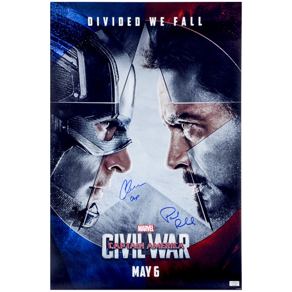 Chris Evans Paul Rudd Autographed 2016 Captain America Civil War 16x24 Poster