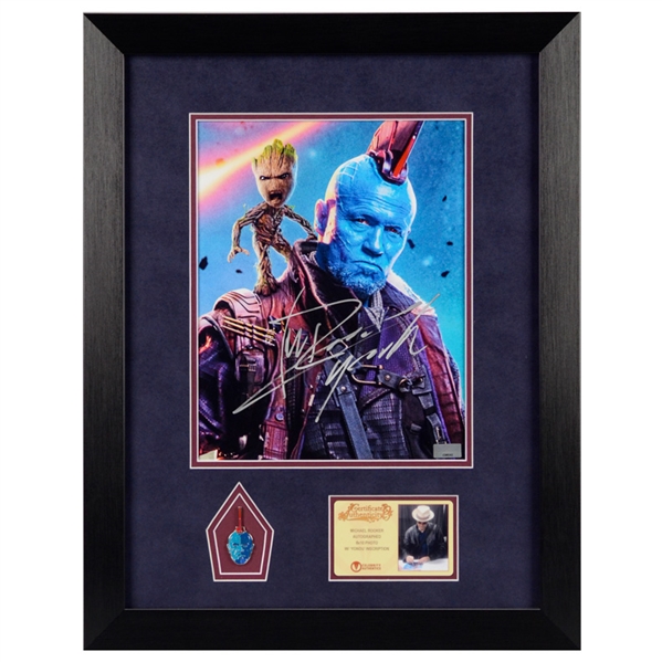 Michael Rooker Autographed Guardians of the Galaxy Yondu 8x10 Framed Photo with Limited Edition Yondu Collectors Pin