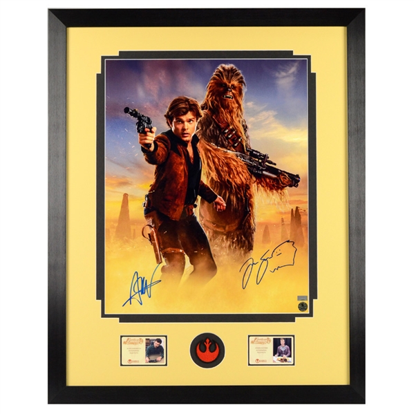 Alden Ehrenreich, Joonas Suotamo Autographed Solo: A Star Wars Story 16x20 Framed Photo with Limited Edition Han Solo Collectors Pin