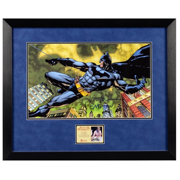 Val Kilmer Autographed Batman Doug Mahnke Print Framed 11x17 Photo with Batman Inscription