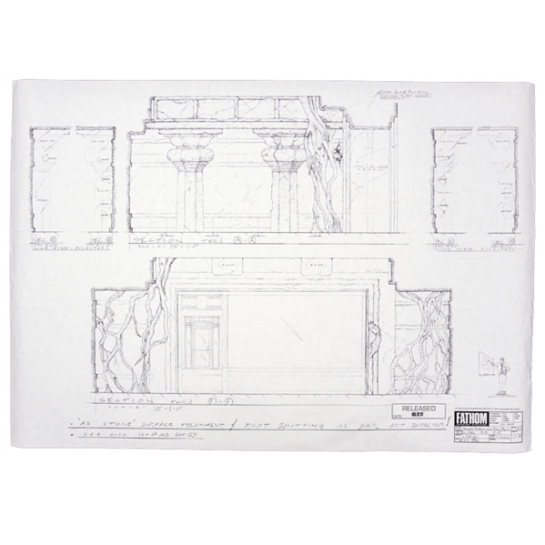 Fathom Godzilla: King of the Monsters Direct from the Set 30x43 Schematic- Int. Ancient Temple | Control Room