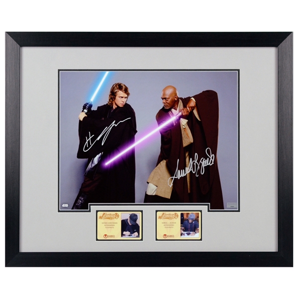 Hayden Christensen and Samuel L. Jackson Autographed Star Wars Anakin and Mace Windu 11x14 Framed Photo