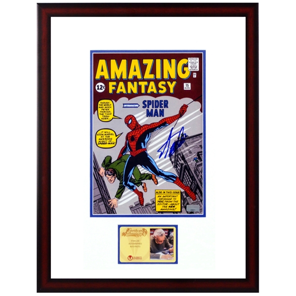 Stan Lee Autographed Amazing Fantasy Spider-Man 8x10 Framed Photo