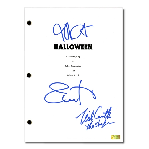 Jamie Lee Curtis, Nick Castle and John Carpenter Autographed Halloween Script
