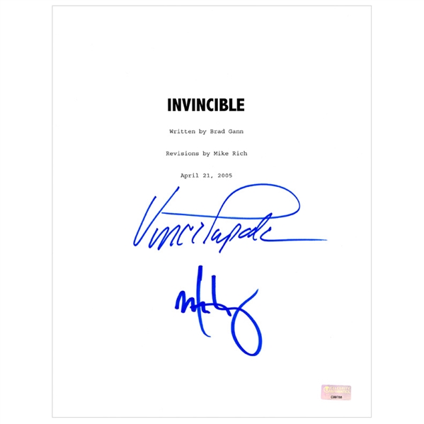 Mark Wahlberg and Vince Papale Autographed 2006 Invincible Script Cover