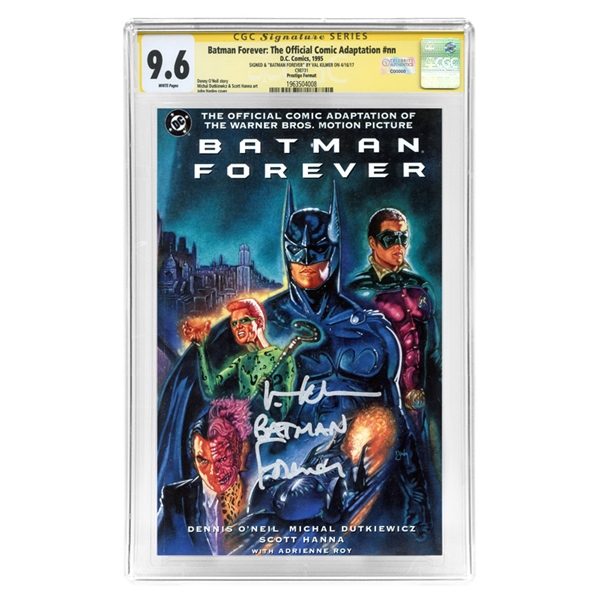 Val Kilmer Autographed Batman Forever: The Official Comic Adaption #nn CGC SS 9.6 Comic with Batman Forever Inscription
