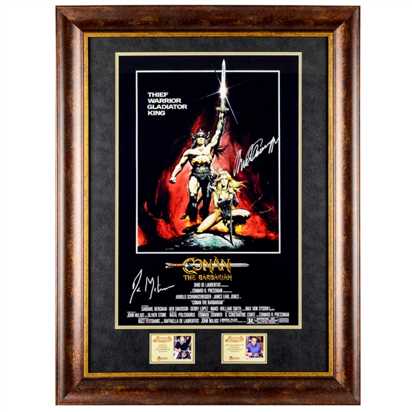 Arnold Schwarzenegger and John Milius Autographed 1982 Conan the Barbarian 16x24 Framed Poster