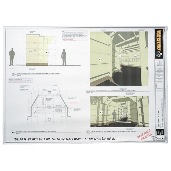 Stranger Things Season 3: Direct from the Set 42x30 Schematic- Detail 5- New Hallway Elements (2 of 2)