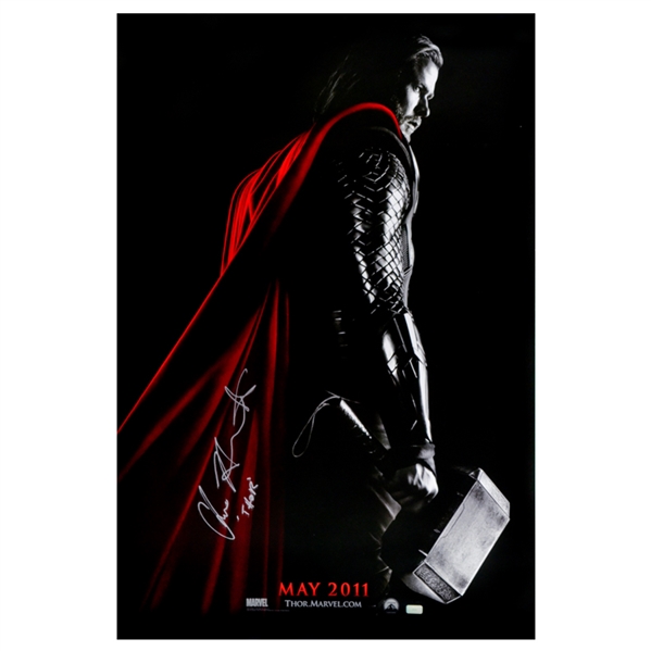 Chris Hemsworth Autographed Thor Original 27x40 Advance Stye Double-Sided Movie Poster