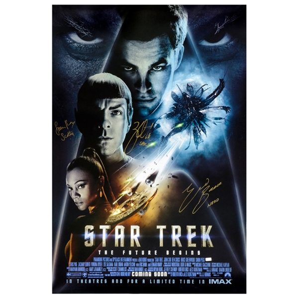 Zachary Quinto, Eric Bana, Simon Pegg Autographed 2009 Star Trek Original Double-Sided 27x40 Movie Poster
