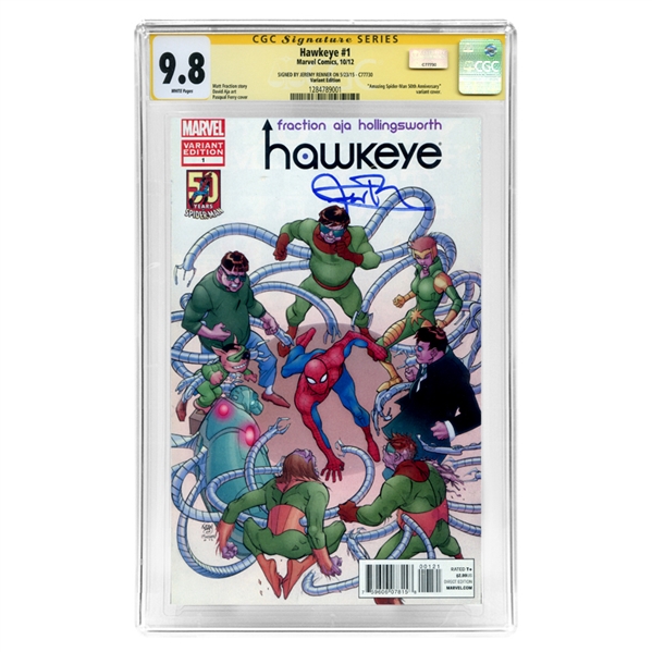 Jeremy Renner Autographed 2012 Marvel CGC Signature Series 9.8 Hawkeye #1 Variant Cover Comic (Mint)