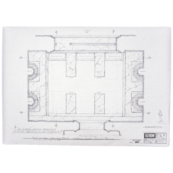 Fathom Godzilla: King of the Monsters Direct from the Set 30x43 Schematic- Int. Ancient Temple | Control Room Reflected Ceiling Plan