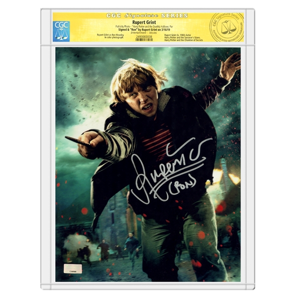 Rupert Grint Autographed Harry Potter Ron Weasley 8x10 Action Photo * CGC Signature Series