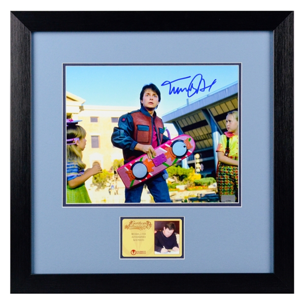 Michael J. Fox Autographed Back to the Future Part II 8×10 Hoverboard Framed Photo