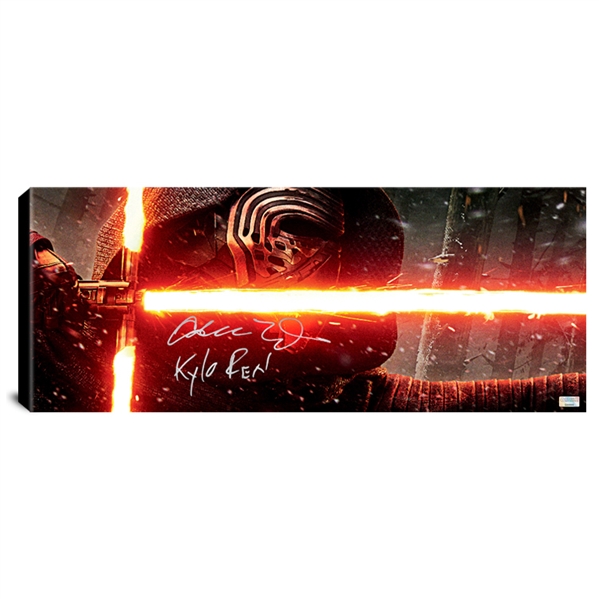 Adam Driver Autographed Star Wars: The Force Awakens 30x12 Kylo Ren Canvas w/ Kylo Ren Inscription