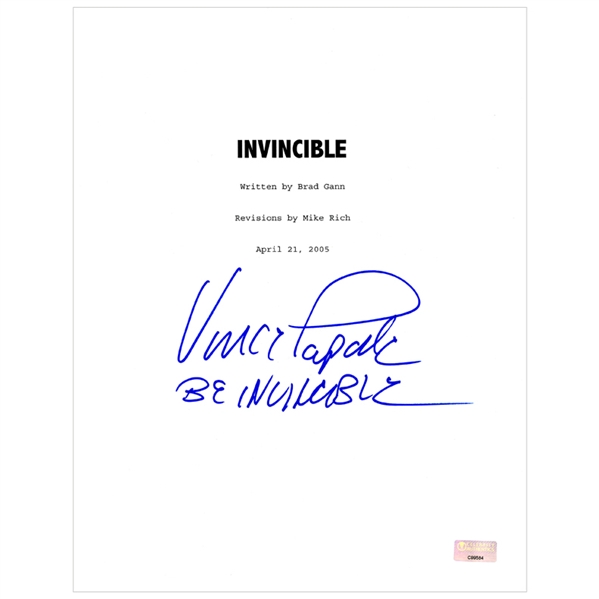 Vince Papale Autographed Invincible Script Cover