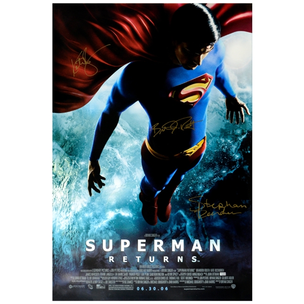 Brandon Routh, Kate Bosworth, Stephan Bender Autographed Superman Returns Original 27x40 Double-Sided Poster
