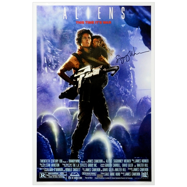 Sigourney Weaver Autographed 1986 Aliens 16x24 Movie Poster