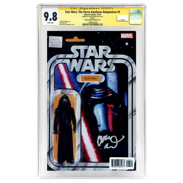 Adam Driver Autographed 2016 Star Wars: The Force Awakens Adaption #5 Action Figure Variant Cover CGC SS 9.8 Mint