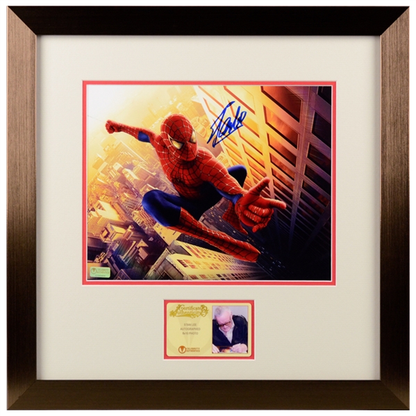 Stan Lee Autographed Spider-Man Web Slinger 8x10 Framed Photo