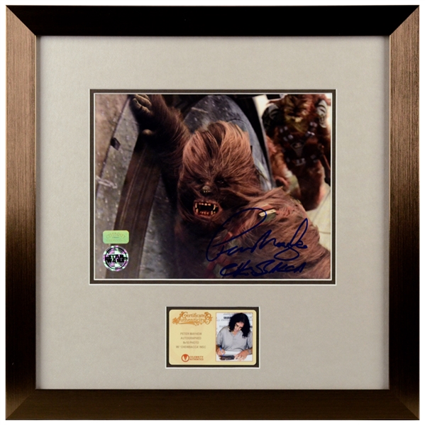 Peter Mayhew Autographed Star Wars Battle Ready Chewbacca 8×10 Framed Photo