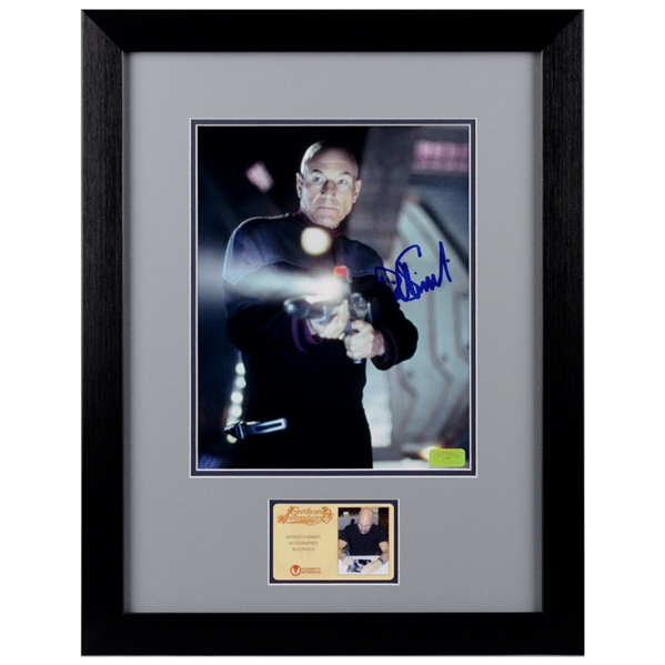 Patrick Stewart Autographed Star Trek Phaser 8x10 Framed Photo
