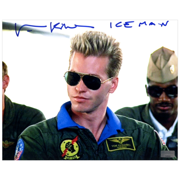 Val Kilmer Autographed Top Gun 8×10 Iceman Closeup Photo with Iceman Inscription 