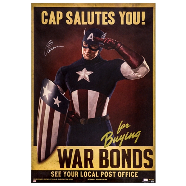 Chris Evans Autographed 2011 Cap Salutes You Buy War Bonds 24x36 Poster