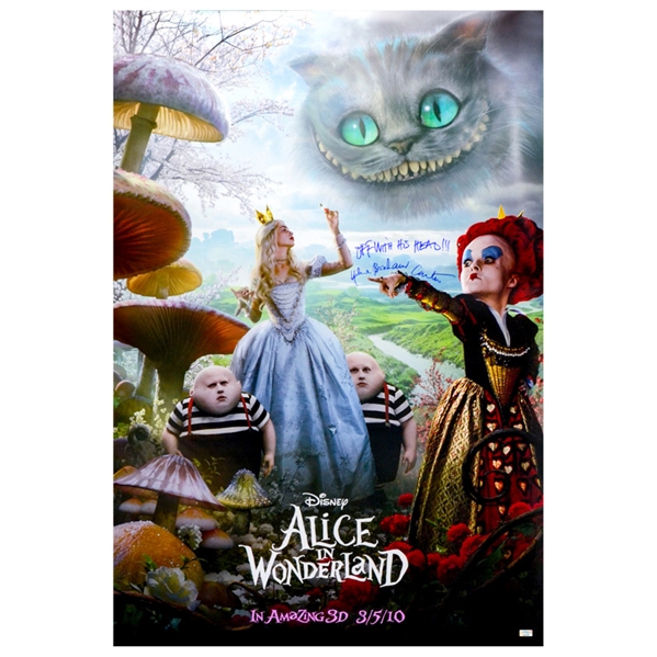 Helena Bonham Carter Autographed Alice in Wonderland Original 27x40 Double-Sided Movie Poster with Rare Off With Her Head! Inscription