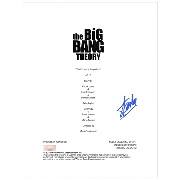 Stan Lee Autographed The Big Bang Theory The Excelsior Acquisition Script Cover
