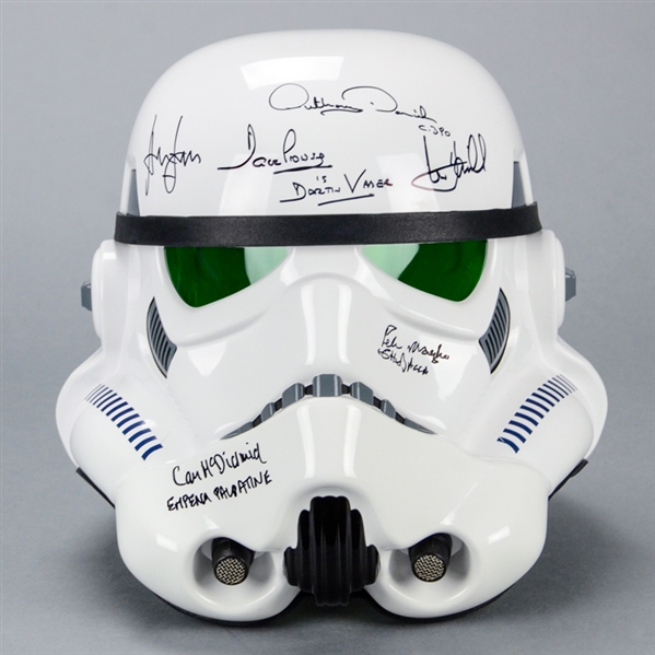 Harrison Ford, Mark Hamill, David Prowse Star Wars Cast Autographed Anavos 1:1 Scale A New Hope Stormtrooper Helmet
