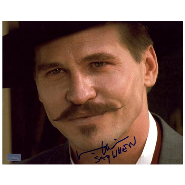Val Kilmer Autographed Tombstone Doc Holliday 8×10 Photo with Say When Inscription