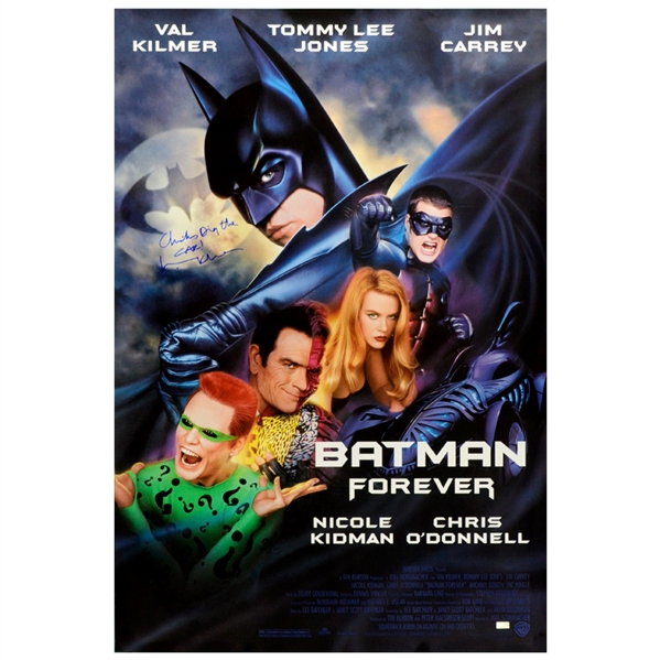 Val Kilmer Autographed Batman Forever 27x40 Movie Poster with Chicks Dig The Car  Inscription