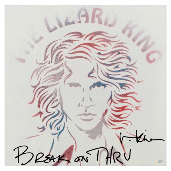 Val Kilmer Autographed Jim Morrison The Lizard King Original Metal Artwork with Rare Break on Thru Inscription