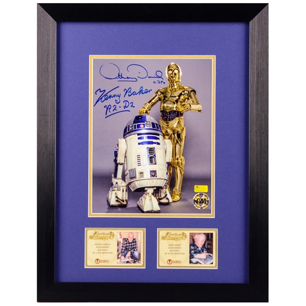 Kenny Baker, Anthony Daniels Autographed Star Wars C-3PO, R2-D2 Framed 8x10 Studio Photo