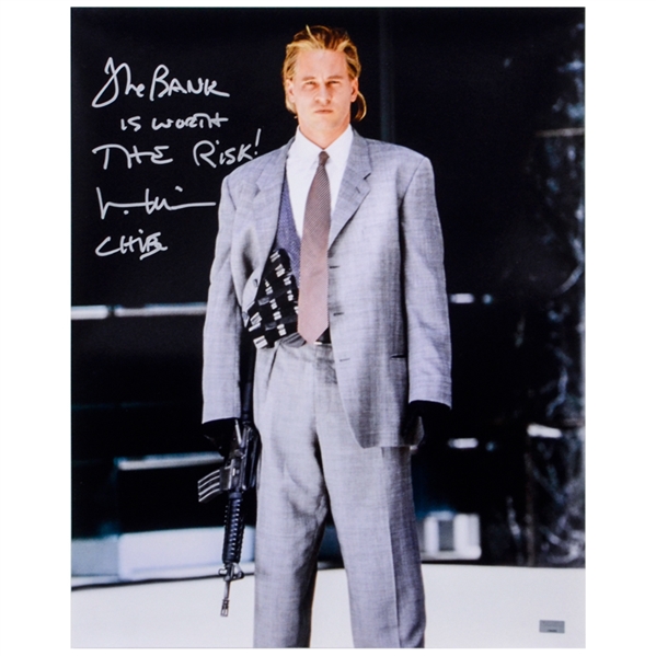 Val Kilmer Autographed Heat 16×20 Scene Photo with The Bank is Worth the Risk Inscription