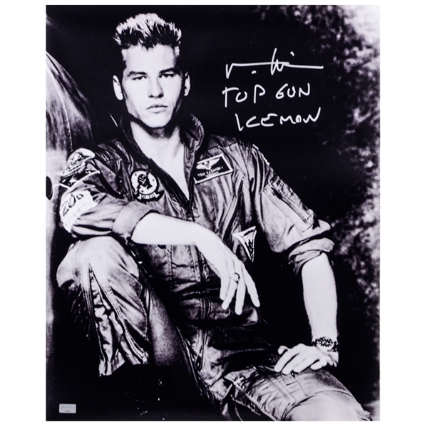 Val Kilmer Autographed Top Gun Iceman 16×20 Portrait Photo with Top Gun Iceman Inscription