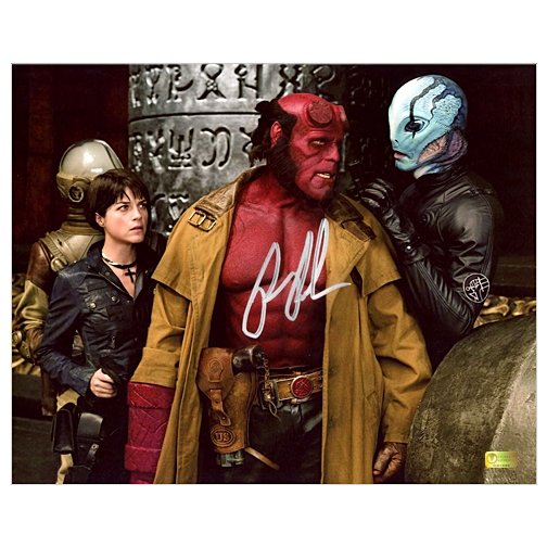 Ron Perlman Autographed 8×10 Hellboy II with Liz and Abe Sapien Photo