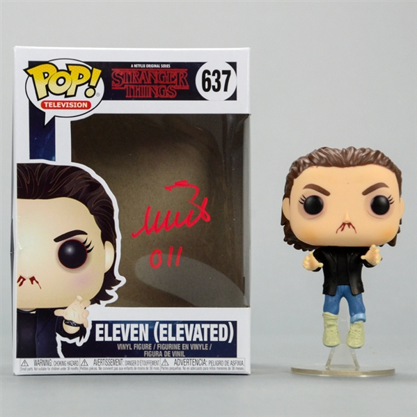 Millie Bobby Brown Autographed Stranger Things Eleven-Elevated POP Vinyl Figure #637 with 011 Inscription