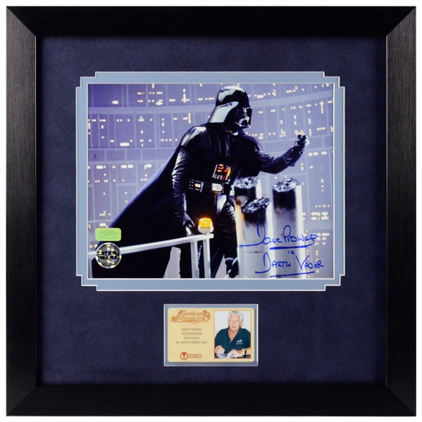 David Prowse Autographed Star Wars Empire Strikes Back Darth Vader Gantry Classic Scene 8x10 Framed Photo