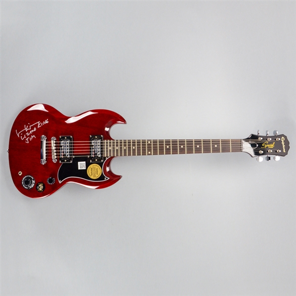  Val Kilmer Autographed The Doors Epiphone SG-Special Electric Cherry Red Guitar with Lizard King - Jim Inscription