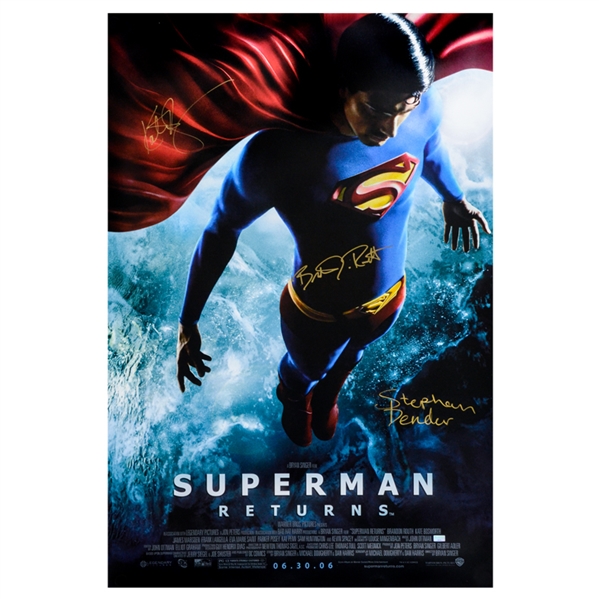 Brandon Routh, Kate Bosworth, Stephan Bender Autographed Superman Returns Original 27x40 Double-Sided Poster