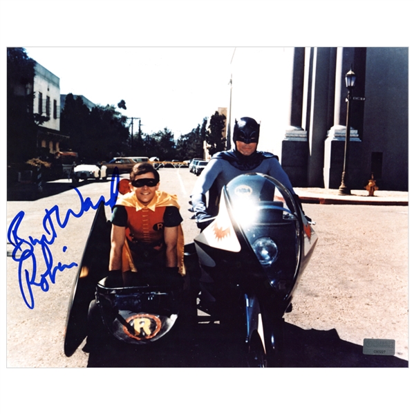 Burt Ward Autographed Batcycle 8x10 Scene Photo