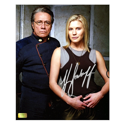 Katee Sackhoff Autographed 8×10 Battlestar Galactica with Edward James Olmos Photo