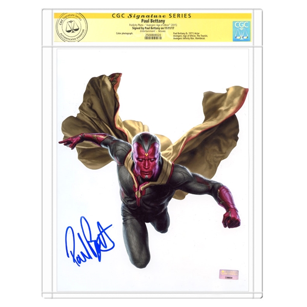 Paul Bettany Autographed Avengers Vision 8x10 Studio Photo * CGC Signature Series